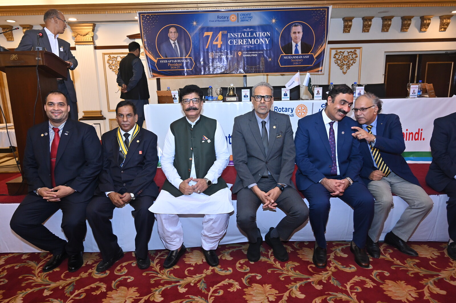 The board of directors of the Rotary Club of Rawalpindi for 2026-27 at the 74th Installation Ceremony